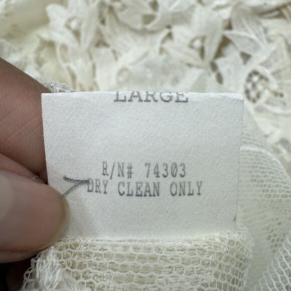 Vtg Spencer Alexis Silk Blend Kimono Top Ivory Lace Overlay Sz L Boho Coquette - Picture 12 of 13